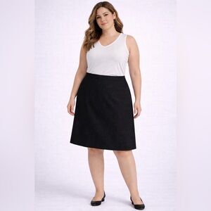 Le Suit Black Textured A-Line Career Skirt Size 16Excellent Condition(A448)